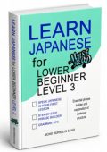 Book cover: Learn Japanese for Lower Beginner Level 3 with a mint green and white design, by Mohd Mursalin Saad (essential text visible).